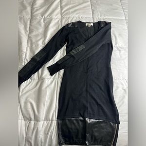 Say what small leather detailed dress